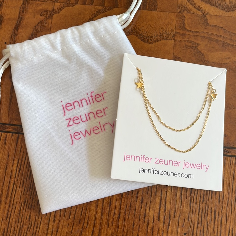NEW Jennifer Zeuner Necklace Stars Double Chain Jewelry Gold JEN-FA-001 - Picture 3 of 16